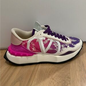 Valentino Garavani Women's Lace Color Blocked Low Top Sneakers